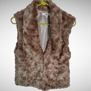 Soft Tan Faux Fur Vest Wide Collar size LG juniors